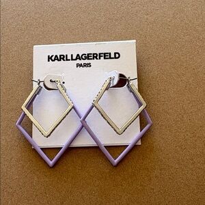 Karl Lagerfeld Paris Purple and Black Geometric Earrings